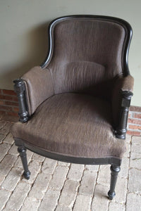 antieke stoelen, antieke fauteuil, den ouden steegh, antieke stoel, antieke zwarte stoel, antieke stoel met grijze stof, antieke stoel met taupe stof, antieke stof met stoffen bekleding.