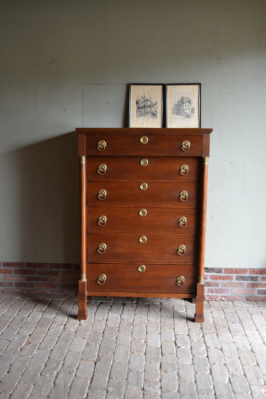 Antieke eiken houten Empire chiffoniere.