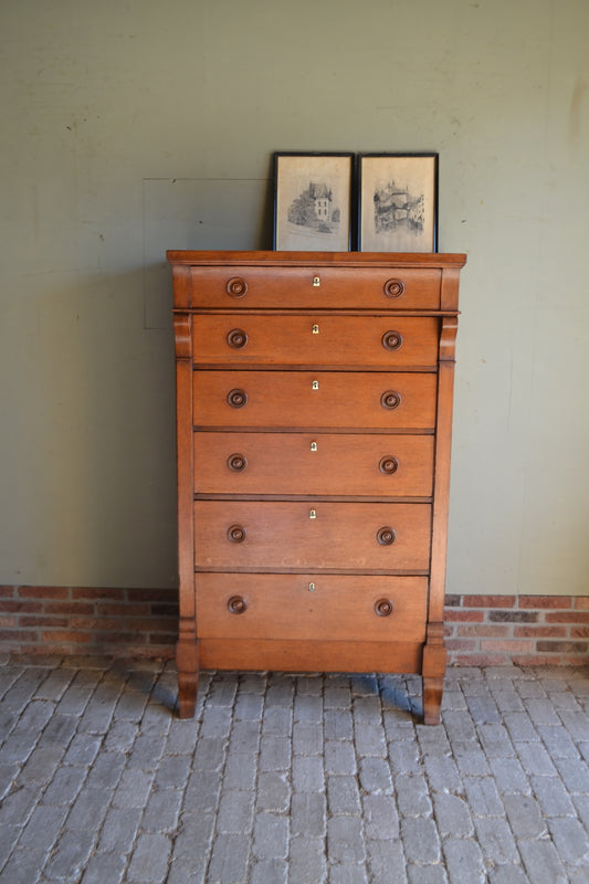 Antieke eiken houten Empire chiffoniere